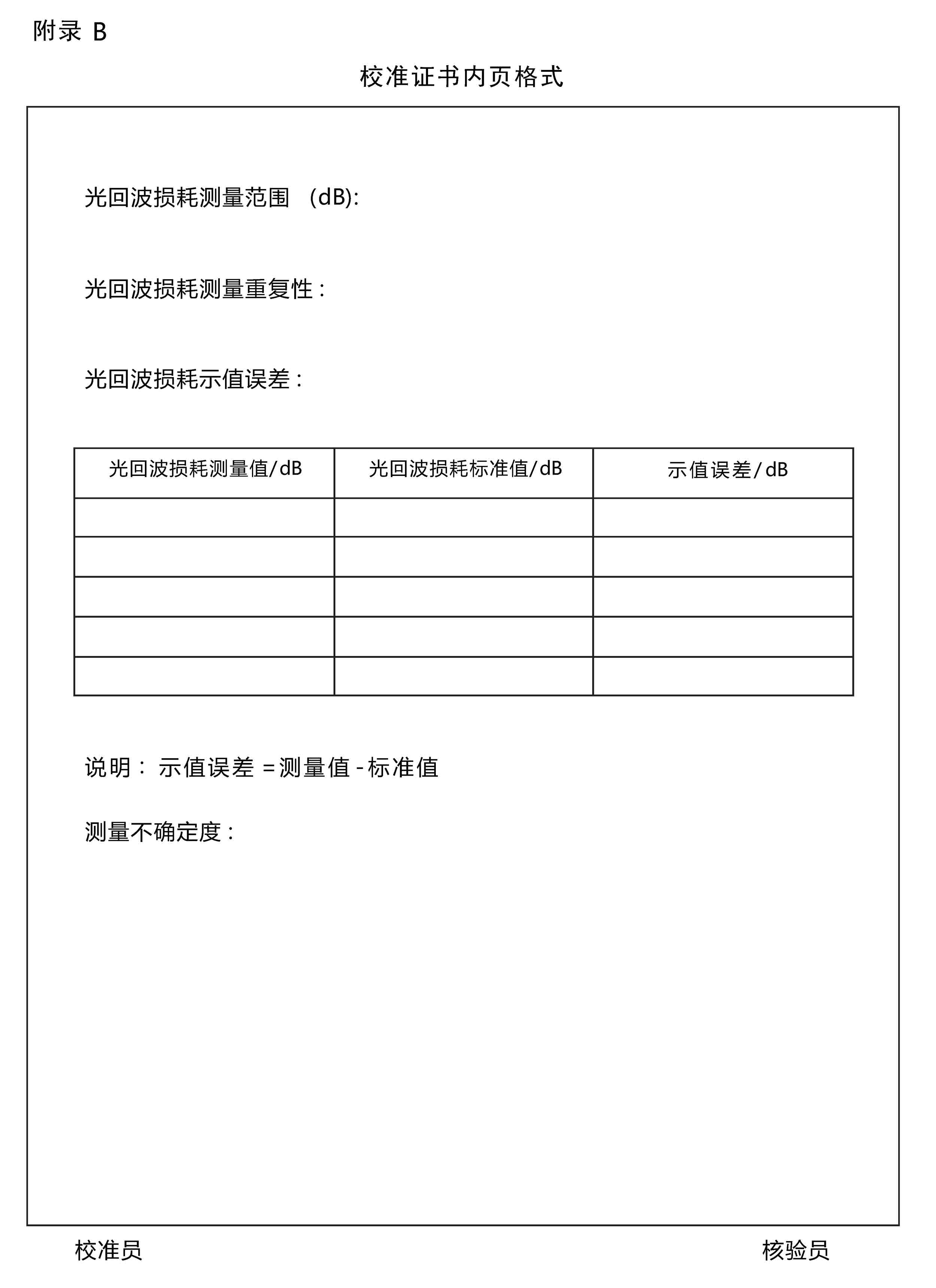 通信用光回波損耗儀校準規范 - 附錄 B