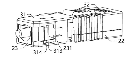 跳線(xiàn)快速連接器于另一個(gè)視角下的結構示意圖 - 廣西科毅光通信